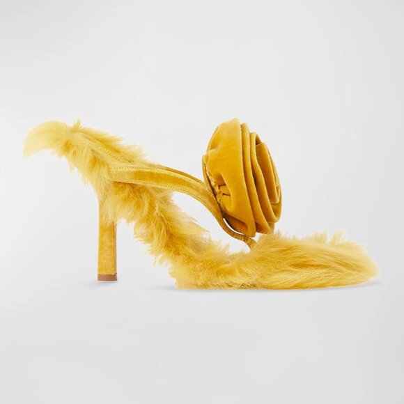 Burberry Rose Shearling Mule Sandals - Picture 1 of 5